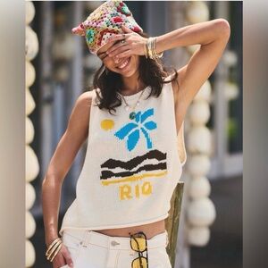 BDG
Sleeveless Knit Top with Tropical Design